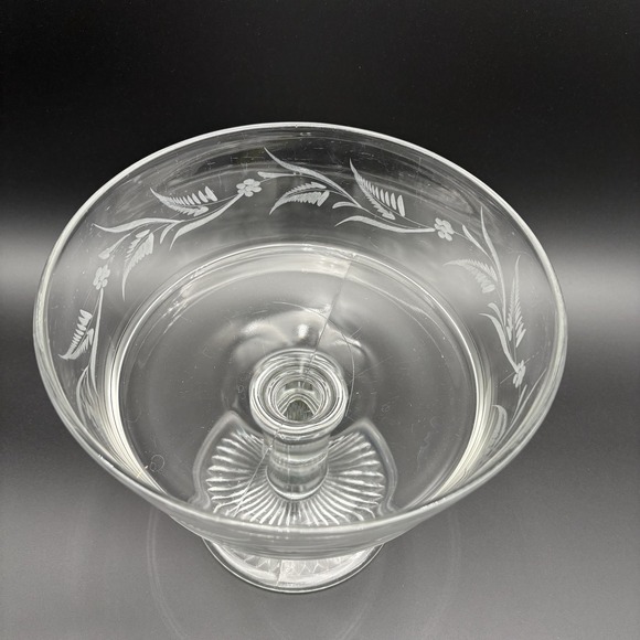 Riverside Glass Compote Thumbprint Band Clear EAPG Antique - Picture 4 of 11